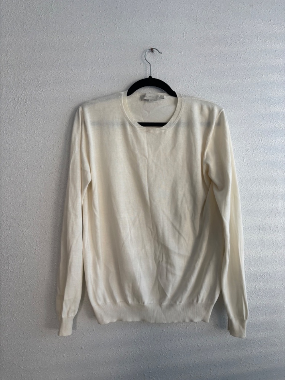 Stella McCartney 100% Cotton Fine Knit White Crewneck Sweater - Size IT40